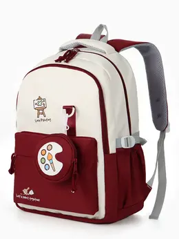 Рюкзак школьный, с кошельком, 4 кармана, 33×14×43 см, бордовый