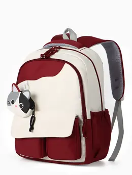 Рюкзак школьный, с кошельком, для девочки, 32×14×46 см, бордовый