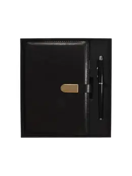 Ежедневник недатированный а5, 80 листов, в линейку, с ручкой, подарочная коробка, черный