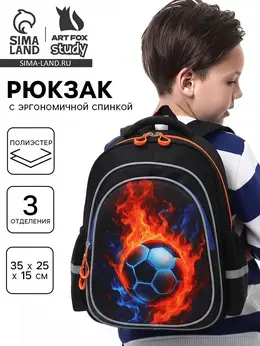 Рюкзак школьный, с эргономичной спинкой, 3 отделения, средний