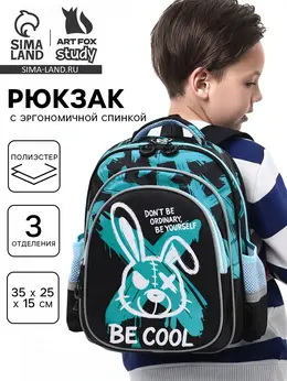 Рюкзак школьный, с эргономичной спинкой, 3 отделения, средний