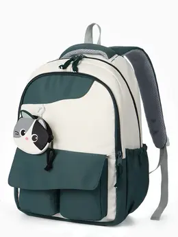 Рюкзак школьный, с кошельком, для девочки, 32×14×46 см, зеленый