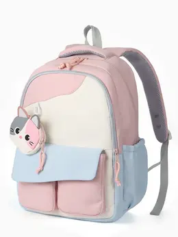 Рюкзак школьный, с кошельком, для девочки, 32×14×46 см, розовый