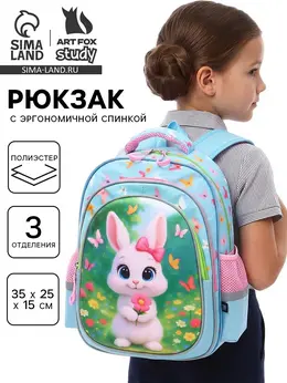 Рюкзак школьный, с эргономичной спинкой, 3 отделения, средний