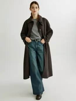 Однобортное пальто миди из смесовой шерсти