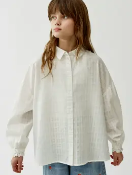 Блузка оверсайз из фактурного хлопка для девочек