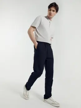 Брюки мужские черные из хлопка и льна