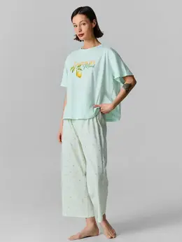 Комплект домашний женский зеленый свободного кроя