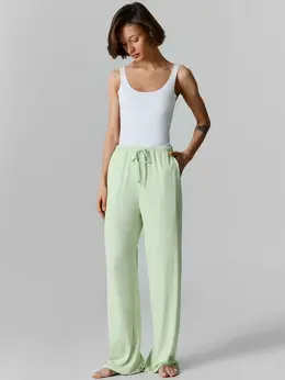 Брюки домашние женские зеленые свободного силуэта