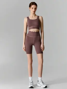 Шорты спортивные женские коричневые с высокой посадкой