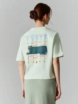 Футболка женская зеленая с принтом оверсайз