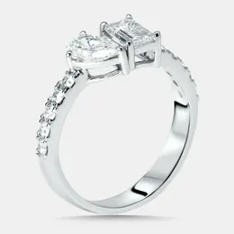 1.35 cts Pear, Emerald, Round Lab Grown Diamonds 18k White Gold Ring Size 54