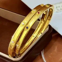 Vintage Turquoise Bangle Bracelet Gold Bead Detail Gold Tone Woven Relief Pattern Statement Jewelry Gift For Women Wedding Anniversary Gift Ready For Women