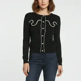 Moschino Cheap and Chic Black Intarsia Knit Long Sleeve Cardigan S